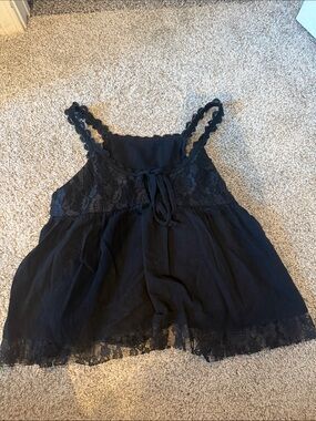 Black Lace Trim Camisole Tank Top